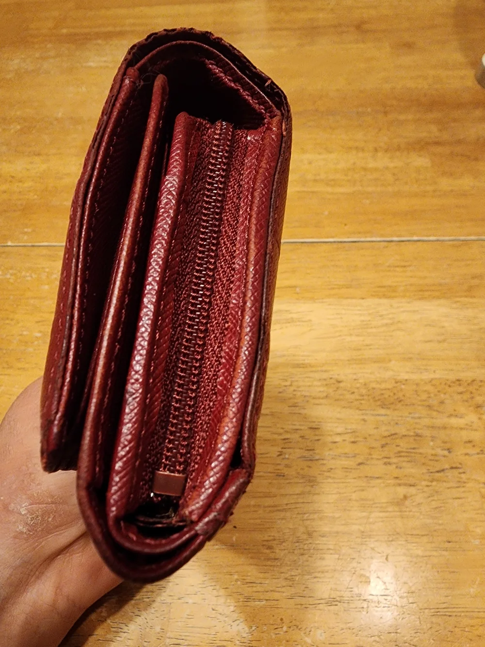 Burberry red embossed